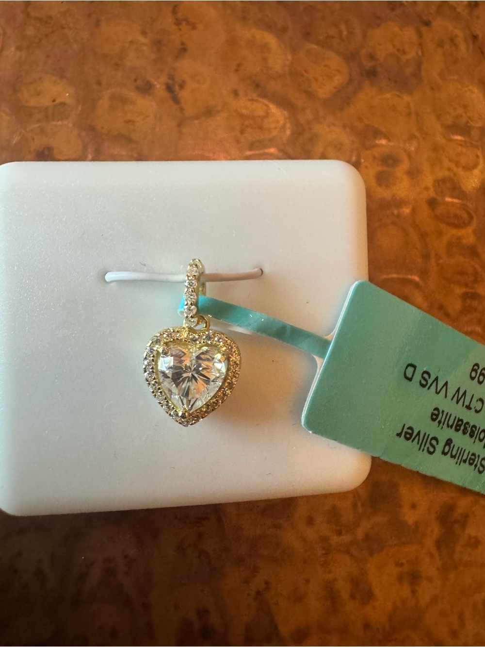 Heart Halo Moissanite Pendant Charm in Gold